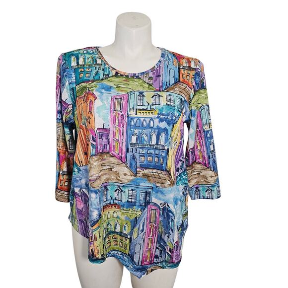 Alfred Dunner Tops - Alfred Dunner Petite L Asymmetrical 3/4 Sleeve Shirt